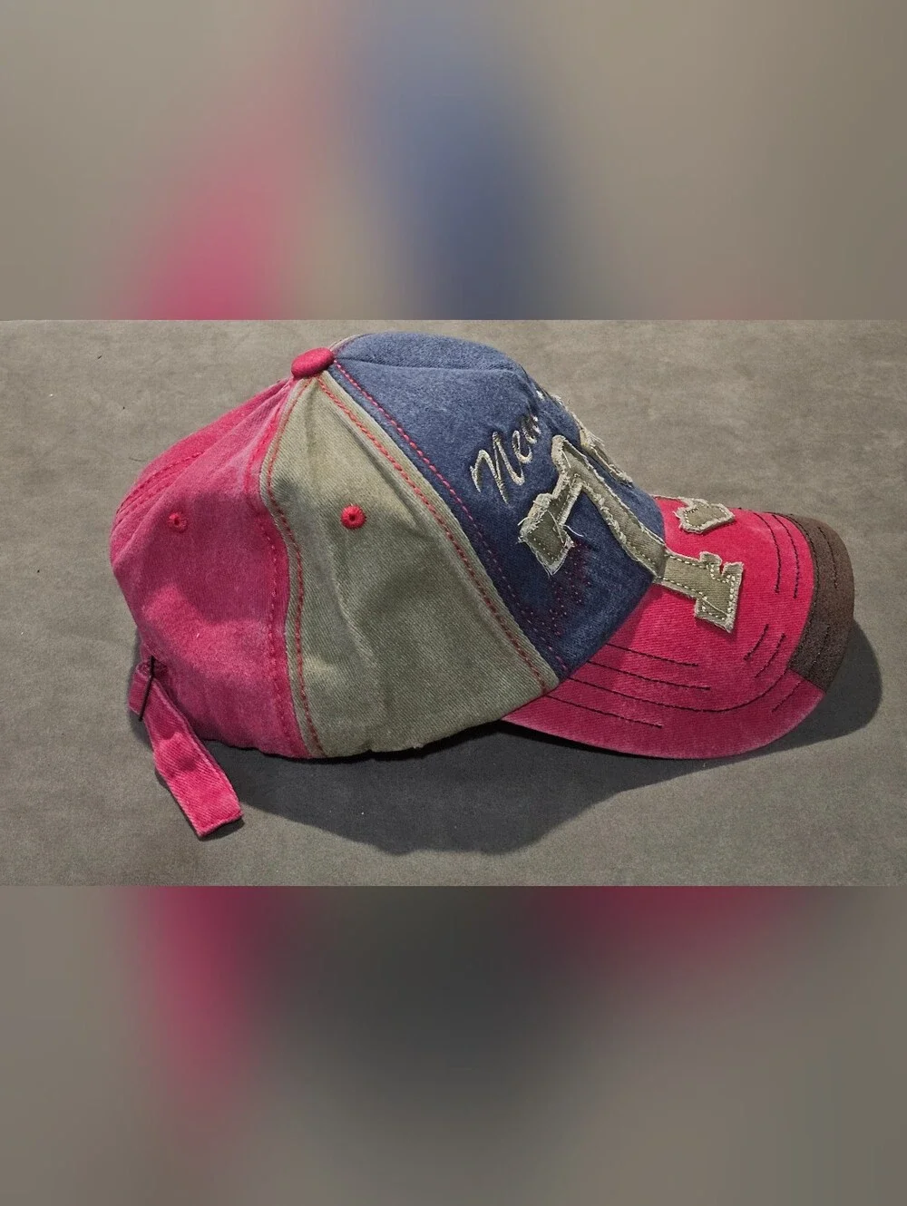 Men & Women's Vintage Hat, Adjustable Blue and Pink Baseball Cap - NWOT